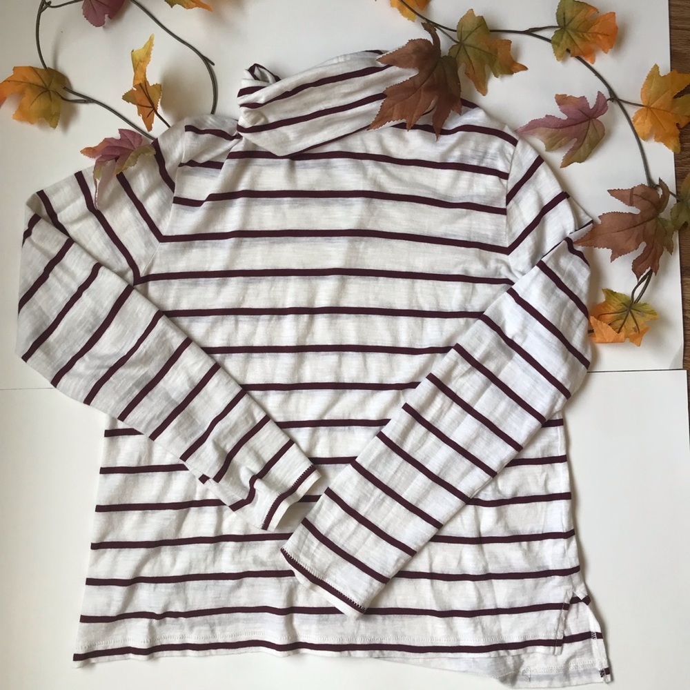 SOLD 🚩Madewell White Stripped Long Sleeve Turtle